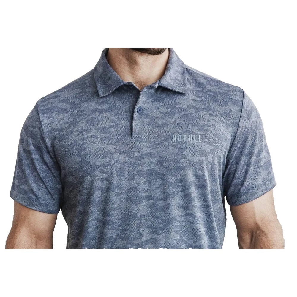 No Bull Lighweight Textured Polo Short Sleeve Men's L Slate Blue Camo NWT